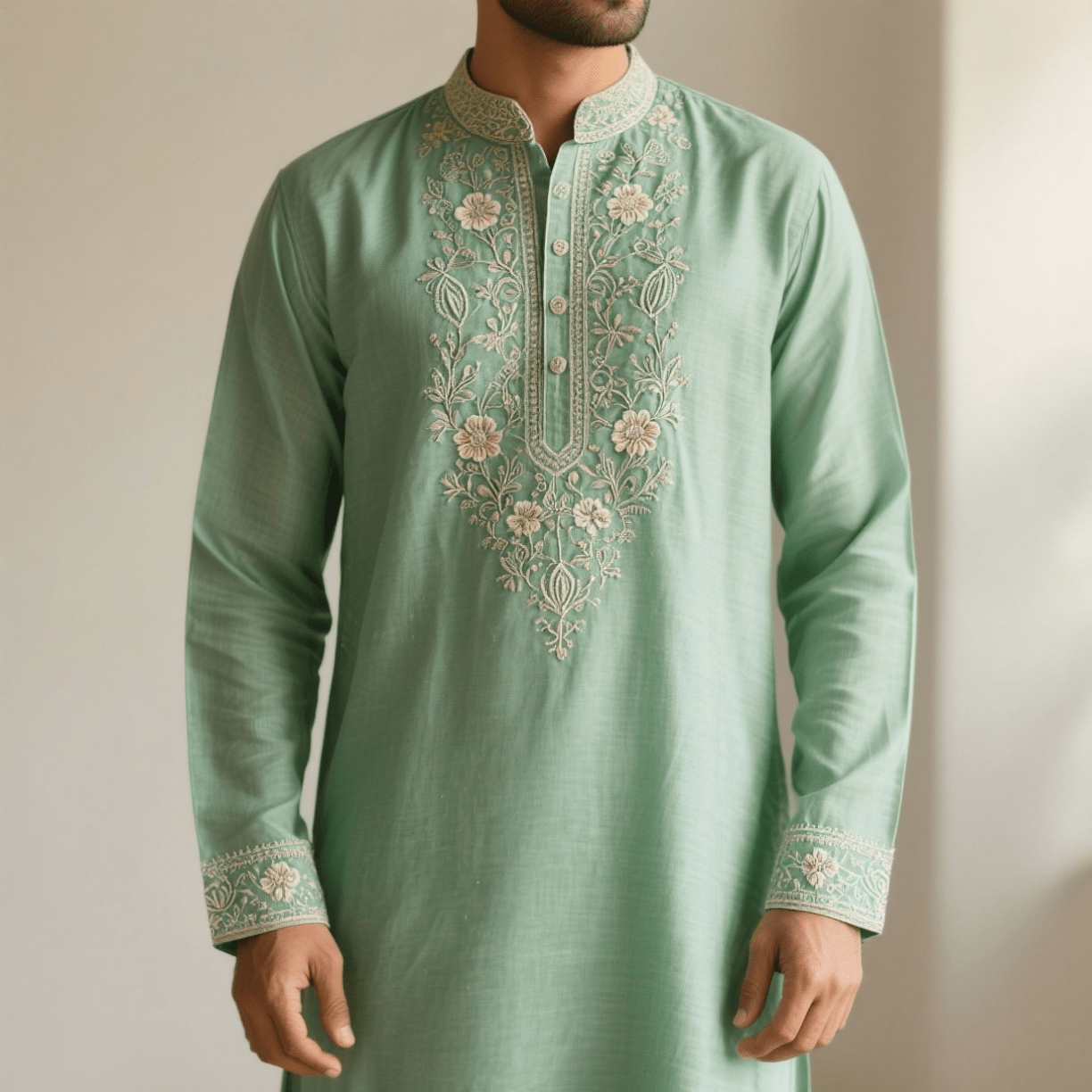 Pista Green Chikankari Elegance Kurta