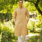 Beige Geometric Digital Print Silk Blend Kurta – Modern Ethnic Wear for Men - Vedkart