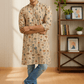 Floral Digital Print Silk Blend Kurta with Sequins Work – Elegant Festive Wear for Men - Vedkart