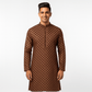 Men's Jacquard Silk Kurta with Zari Embroidery, luppi Work - Brown - Vedkart