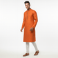 Men's Jacquard Silk Kurta with Zari Embroidery, luppi Work - Golden - Vedkart