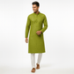 Men's Jacquard Silk Kurta with Zari Embroidery, luppi Work - Green - Vedkart