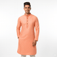 Men's Jacquard Silk Kurta with Zari Embroidery, luppi Work - Orange - Vedkart