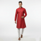 Men's Jacquard Silk Kurta with Zari Embroidery, luppi Work - Pink - Vedkart