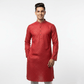 Men's Jacquard Silk Kurta with Zari Embroidery, luppi Work - Pink - Vedkart