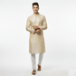 Men's Jacquard Silk Kurta with Zari Embroidery, luppi work Work - Pestle Gold, gold - Vedkart