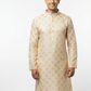 Men's Jacquard Silk Kurta with Zari Embroidery, luppi work Work - Pestle Gold, gold - Vedkart