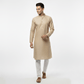 Men's Premium Jaquard Kurta with Jari Embroidery - Wedding & Festival Wear | Round Collar Full Sleeve Kurta Set - Cream kurta, Light cream kurta, Pale gold kurta - Vedkart