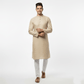 Men's Premium Jaquard Kurta with Jari Embroidery - Wedding & Festival Wear | Round Collar Full Sleeve Kurta Set - Cream kurta, Light cream kurta, Pale gold kurta - Vedkart