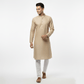 Men's Premium Jaquard Kurta with Jari Embroidery - Wedding & Festival Wear | Round Collar Full Sleeve Kurta Set - Cream kurta, Light cream kurta, Pale gold kurta - Vedkart
