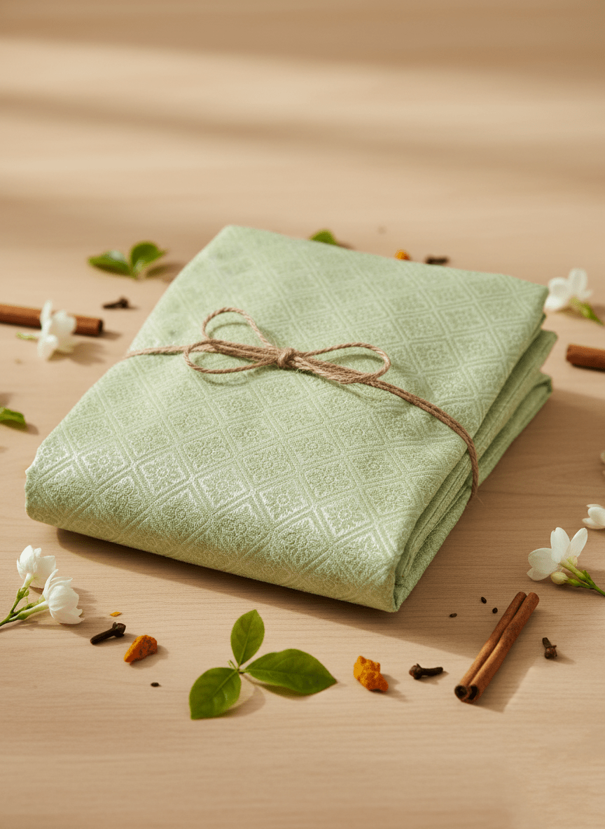 Men's Premium Jaquard Kurta with Jari Embroidery - Wedding & Festival Wear | Round Collar Full Sleeve Kurta Set - Cream kurta, Light cream kurta, Soft green, green - Vedkart