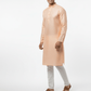 Men's Premium Jaquard Kurta with Jari Embroidery - Wedding & Festival Wear | Stand Collar Full Sleeve Kurta Set - Orange - Vedkart