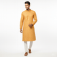 Peach & Mustard Geometric Digital Print Silk Blend Kurta – Festive Ethnic Wear for Men - Vedkart