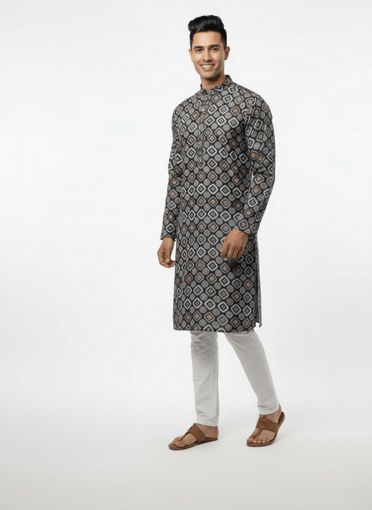 Premium Jacquard Kurta, Zebra sequence Kurta - Purple - Vedkart